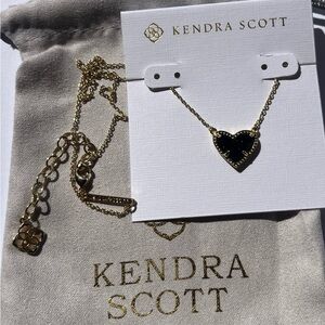 Kendra Scott Black Heart Necklace with Gold Chain